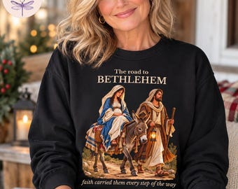 Christian Christmas Sweatshirt, Jesus Is The Reason For The Season, Nativity Hoodie, Road To Bethlehem, Religious Christmas Tote Bag Gift
