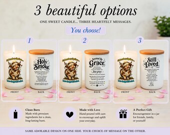 Funny Highland Cow Christian Candle, God Made Me Spotless Soy Candle, Faith Humor Gift, Personalized Engraved Lid, Funny Religious Gift Her