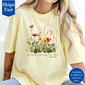 Comfort Colors Christian T-Shirt Psalm 46:10, Faith-Based Apparel, Inspirational Bible Verse Tee, Religious Clothing, Christian Shirt Gift