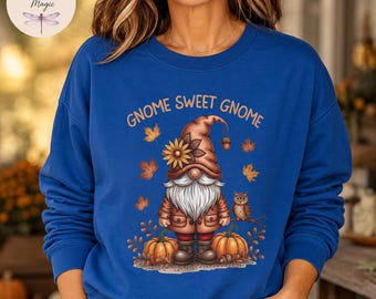 Gnome Sweet Gnome Shirt, Fall Gnome Sweatshirt, Autumn Hoodie, Pumpkin Patch Tote Bag, Thanksgiving Tee, Women's Fall Shirt