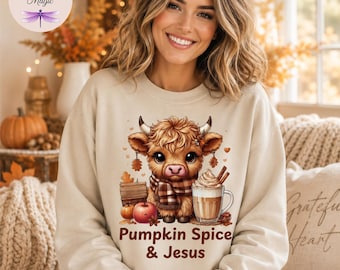 Fall Highland Cow Shirt Personalized, Custom Autumn Cow Tee, Pumpkin Spice Latte Shirt, Cute Cow Sweatshirt, Fall Farmhouse Shirt Gift