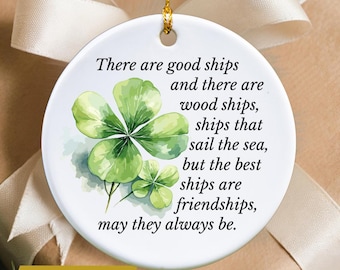 Irish Blessing Ornament Friendship Gift Four Leaf Clover Decor Lucky Irish Home Celtic Quote Keepsake St Patrick’s Day Ornament BFF Gift