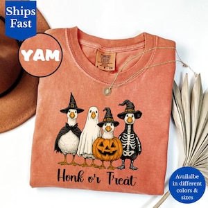 Honk or Treat Halloween T-Shirt, Funny Goose Halloween Comfort Colors Tee, Cute Spooky Shirt, Halloween Goose Shirt, Goose Costume Shirt