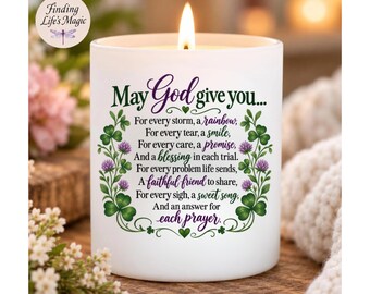 May God Give You Irish Blessing Candle Custom Engraved Lid, Irish Prayer Soy Candle, Faith Gift for Her, Shamrock Keepsake, Religious Gift
