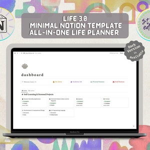 LIFE 3.0 || Minimal Notion Template || All-in-One Life Planner || StudioEdalyn