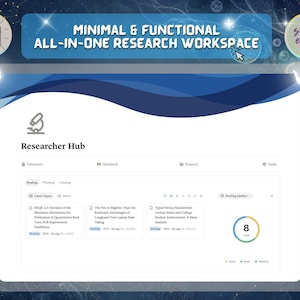Plantilla de Notion para el centro de investigación: artículos, notas, proyectos y trabajo de laboratorio.