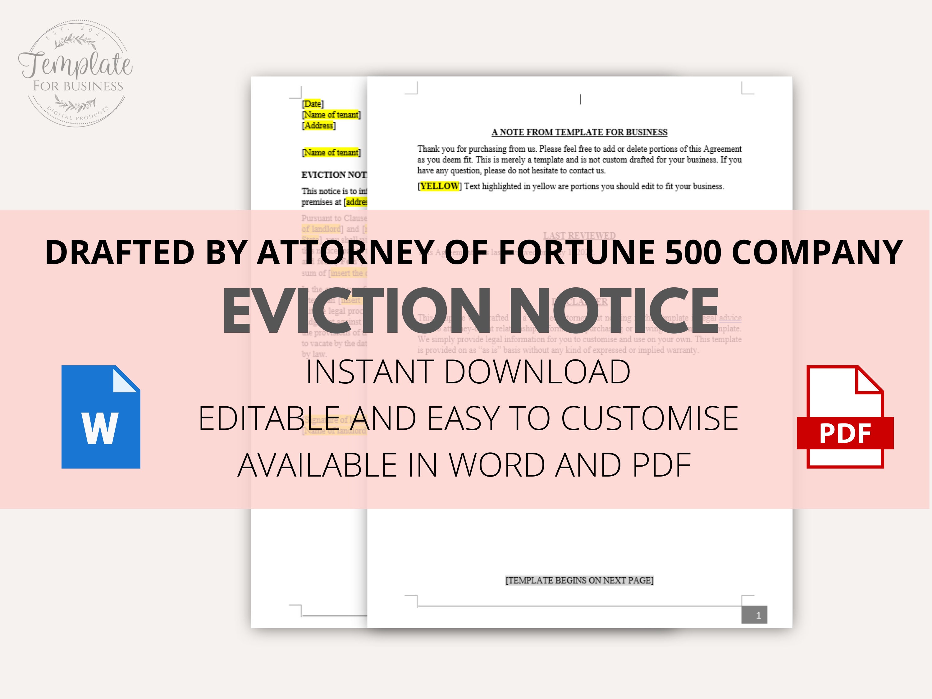 notice to vacate eviction notice notice to quit printable etsy