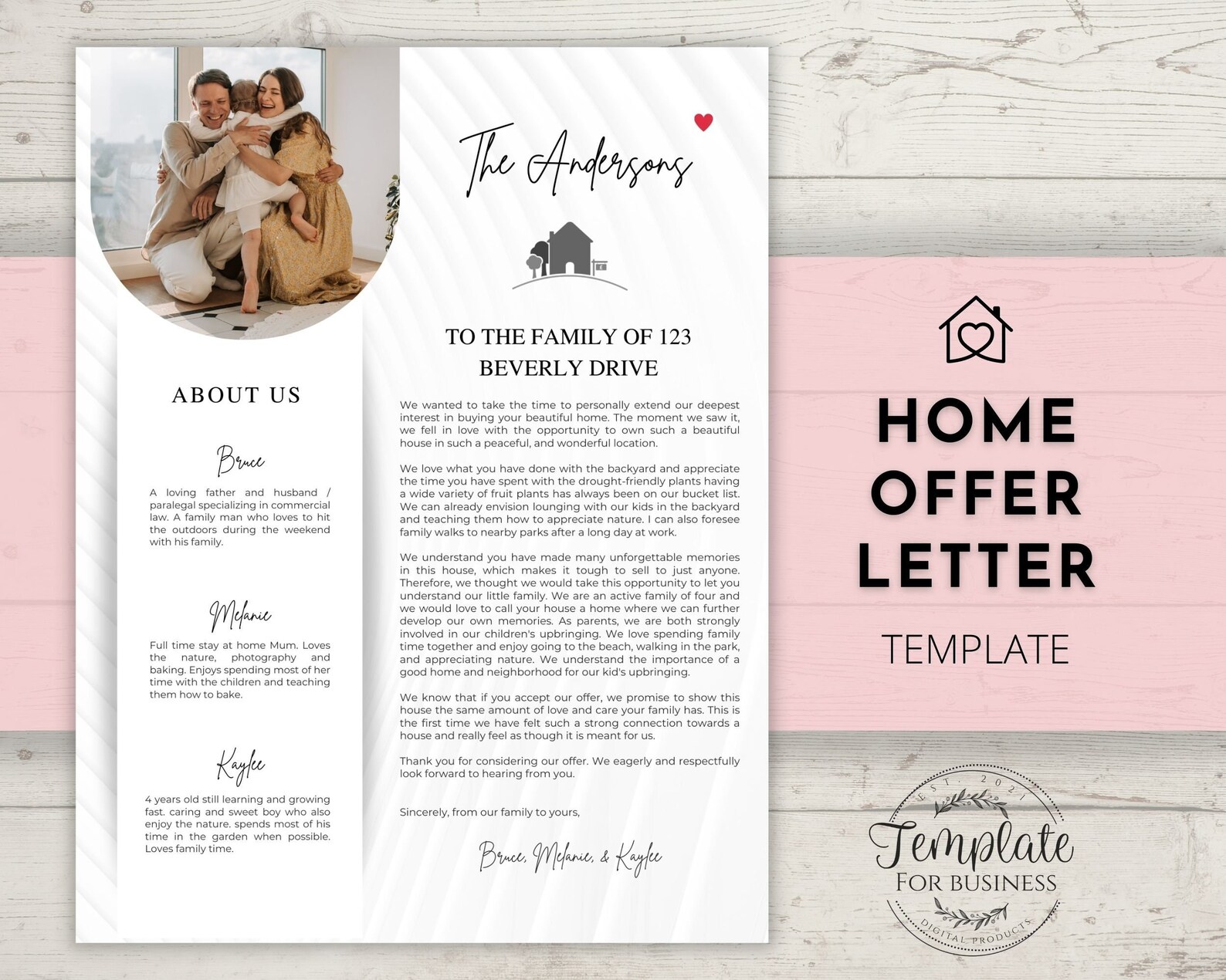 Elegant Home Purchase Offer Letter Template, Editable Home Buyer Letter