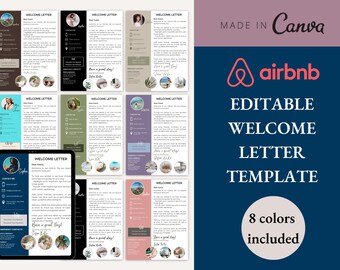 Airbnb Welcome Letter Template, Editable Canva Welcome Guide, Airbnb House Manual, Superhost eBook, Airbnb sign, Vacation Rental Guide