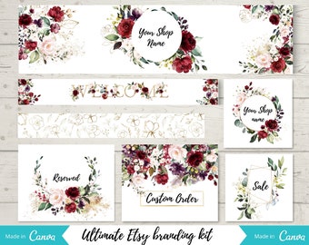 ETSY Banner in floral - Etsy Shop Banner - Etsy Branding Kit - Etsy Shop Kit - Etsy Shop Banner Set - Etsy Shop Banner Templates - Instant