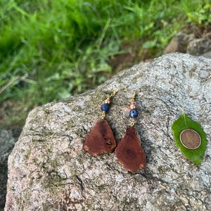 Pair of Eastern Red Cedar Driftwood earrings, Slices of Live Edge River Wood, Unique, one of a kind