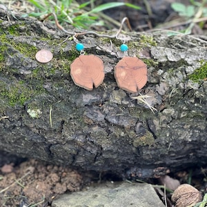 Pair of Eastern Red Cedar Driftwood earrings, Slices of Live Edge River Wood, Unique, one of a kind