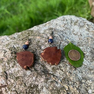 Pair of Eastern Red Cedar Driftwood earrings, Slices of Live Edge River Wood, Unique, one of a kind