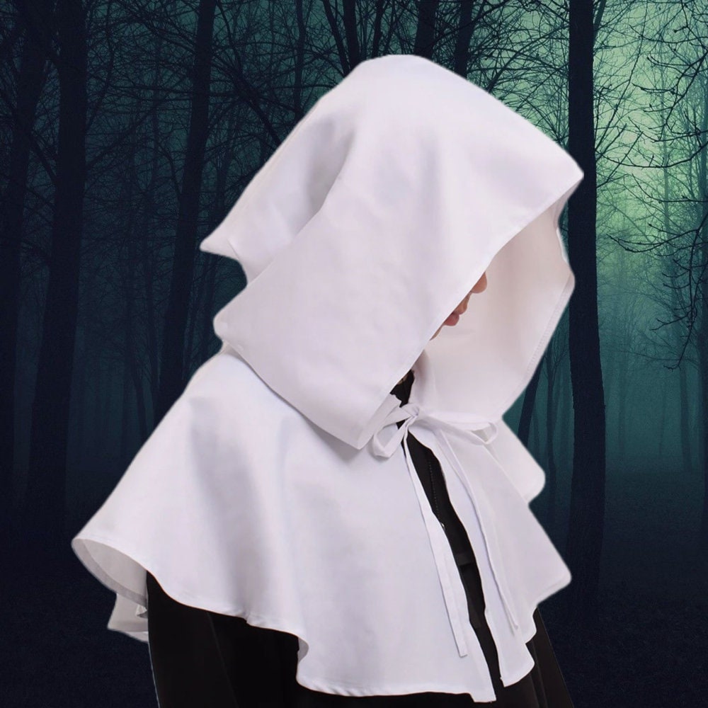 Medieval Viking Coif hood, open two-tone hood, short cape, hooded cape Larp  Sca