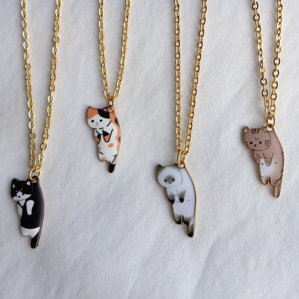 Dangling Cats Necklaces/Black Cat/Calico Cat/Brown Cat/Siamese Cat/Very Cute Gift For Cat Lovers/Gift For Teens/Gift For Her/Gift For Yourse