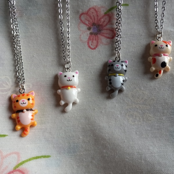 Four Cute Resin Kitten Pendants/Four Cute Resin Kitten Necklaces/Kitten Lover Gift