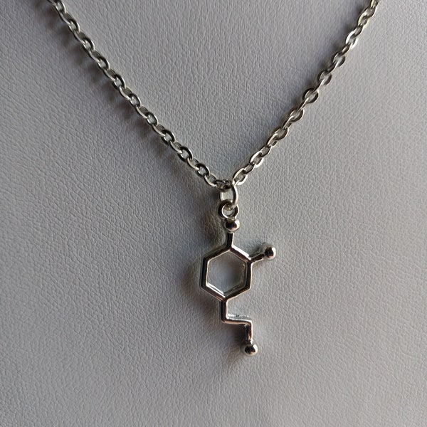 Molecule Science Necklace/Silver Molecule Pendant Necklace/For Biology, Science and Universe Loving Friends, Teachers, Students.