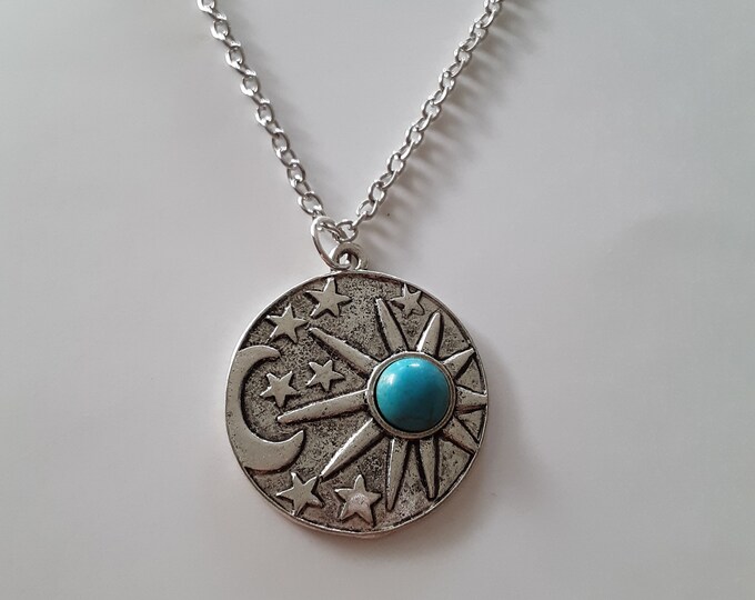 Sun and Moon Pendant Necklace - Etsy