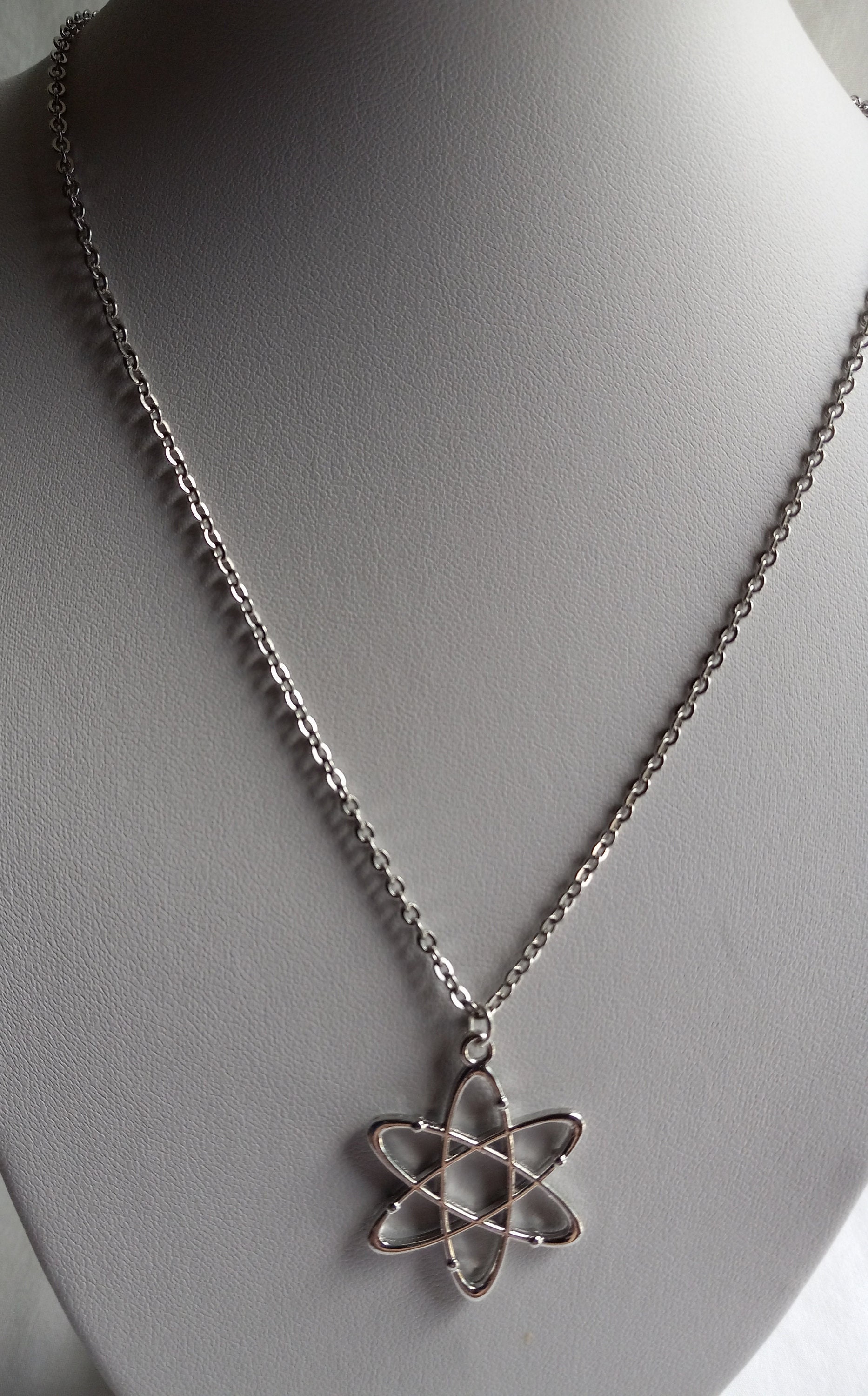 Atom Necklace. Silver Tone Atom Chemistry Science Pendant. Etsy