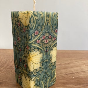 William Morris Theme Beeswax Pillar Candle