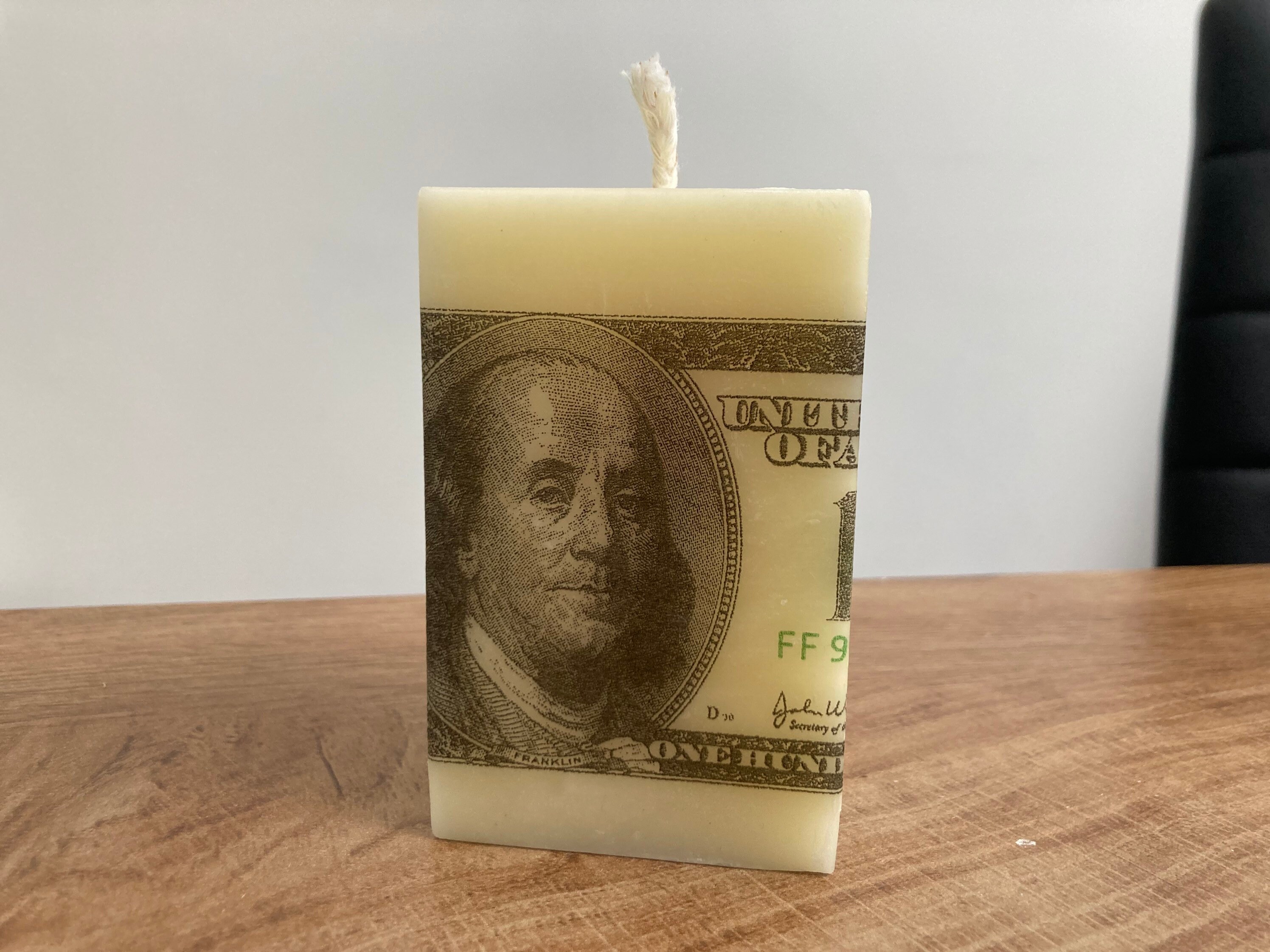 100 Dollar Money Candle Made From Hand Poured Beeswax Etsy UK