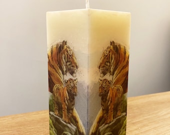 Tigers Reflecting Theme Candle -Made with Beeswax-
