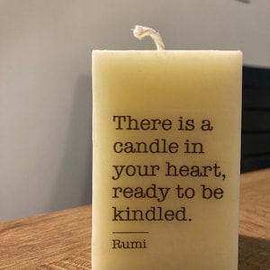 Typewriter Style Customise Quote or Message - Beeswax Candle
