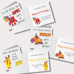 Biglietti di compleanno Numberblocks / 5&quot;X5&quot; / Compleanno per bambini / Celebrazione / Personalizzabili