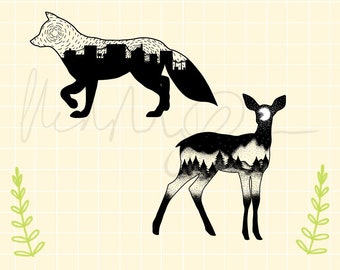 Ecofriendly Wooden Deer or Fox Pin