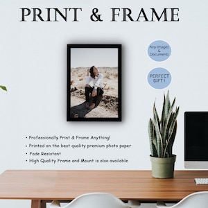 Imprima e enquadre qualquer coisa - Impressão e enquadramento personalizados em preto e branco - Imprima seus certificados de fotos - Impressões fotográficas profissionais A5 e A4