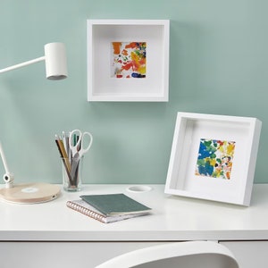 3D Box Frame Shadow Black & White  Square Deep Box Frame Scrabble Frame, Pebble Frame, 3D Arts , Crafts 23x23cm with mount 13x13cm