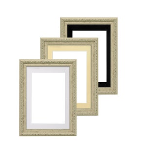 Ornate Swept White Distressed Shabby Chic Traditional Mounted Bespoke A1 A2 A3 A4 A5 Distressed Frame /Poster Frame/ Ornate Antique Frame