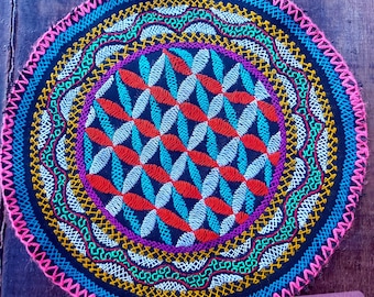 Flower of life patches bright colours handstitched 25x25 round