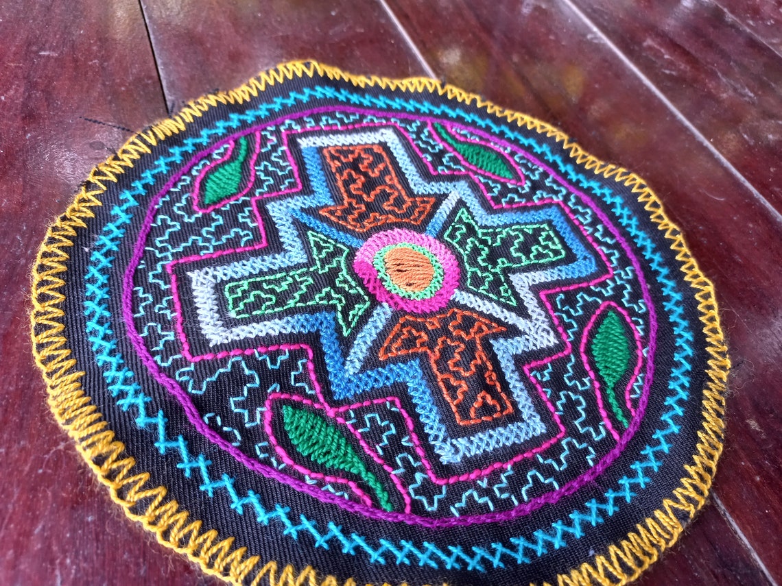 Hoja de coca y chakana Símbolo andino parche redondo cosido a Etsy México
