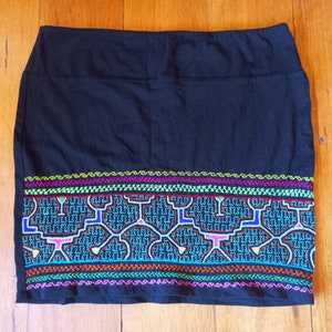 Shipibo Ikaros handgenähter kurzer Baumwollrock Gr S/M stretch