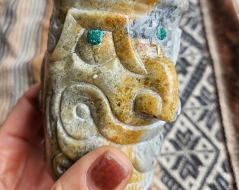 unique stone carved medicine cup san pedro uilka code mountains apus chavin de huantar abuelo spirit altarpiece 100ML jaguar face