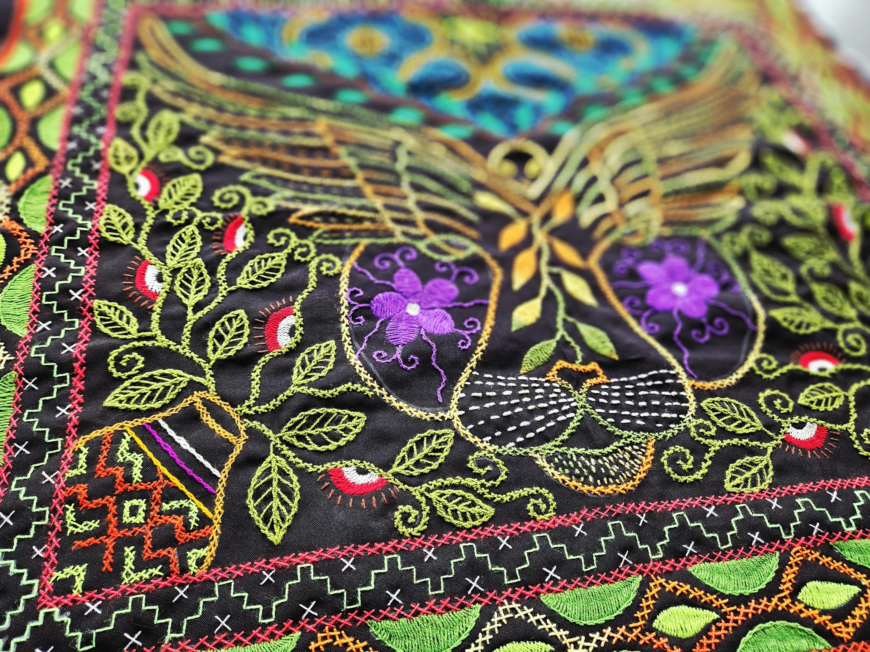 Sac Shipibo Péruvien Brodé Main - Toile Multicolore, Art Textile De La Jungle (neuf)