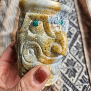 Taza de medicina única tallada en piedra, código San Pedro Uilka, montañas Apus, Chavín de Huántar, espíritu abuelo, 100 ml, águila