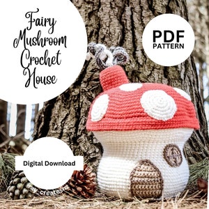 Mushroom House Crochet Pattern, Fairy Mushroom House Crochet Pattern, Forest House Crochet Digital Pattern, Digital Download