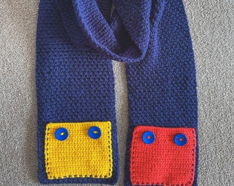 Digital file - Kids winter scarf with pockets - crochet pattern