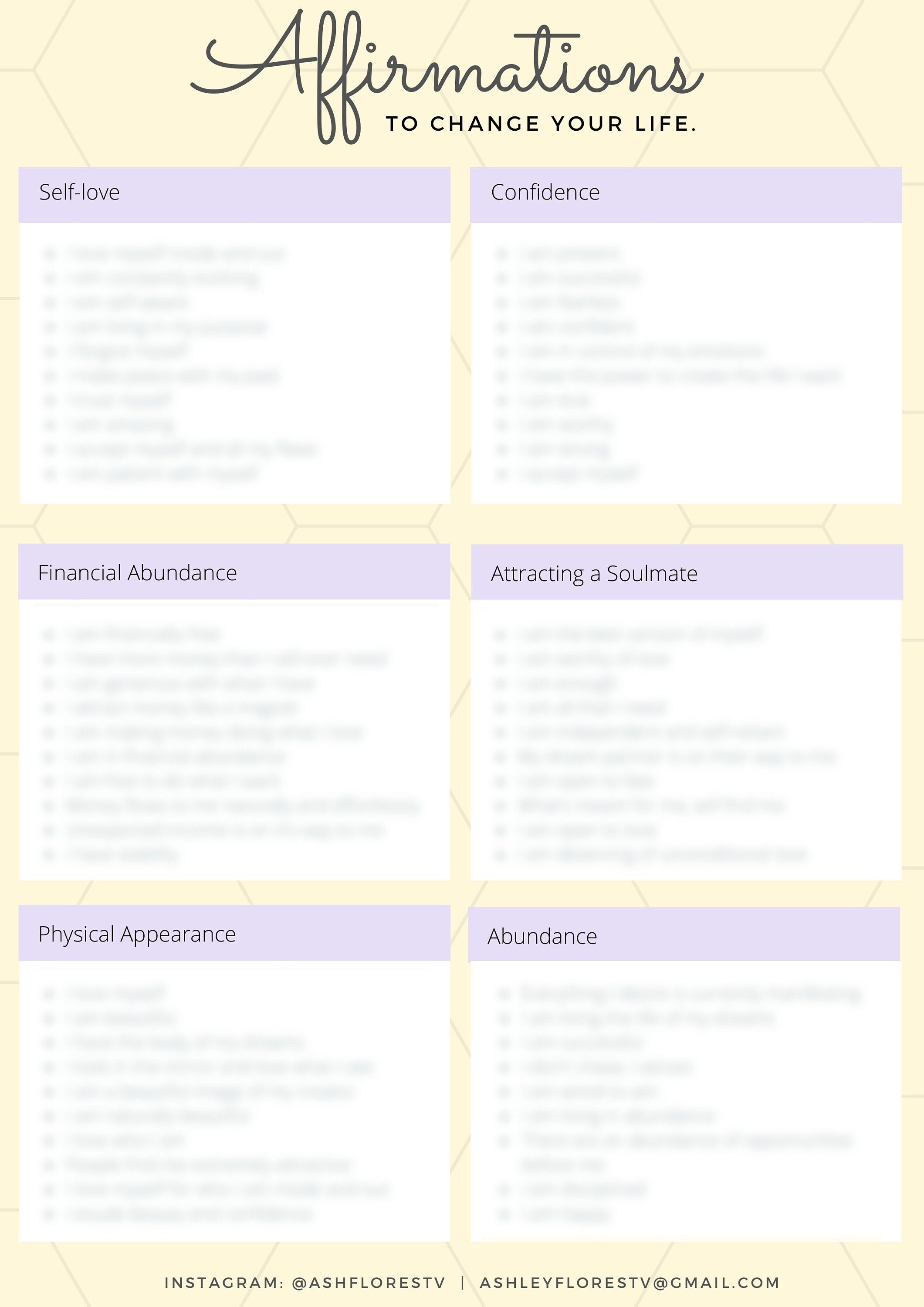 60 Affirmations to Change Your Life PDF - Etsy