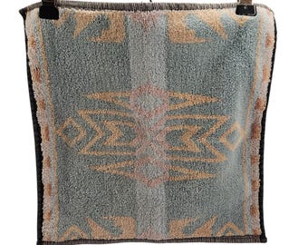 Cotton Aztec Print Wash Cloth Pre Owned Vintage Turquoise Orange Pink No Tag