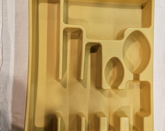 Organizador de cajones para cubiertos Rubbermaid vintage, color amarillo, estilo retro