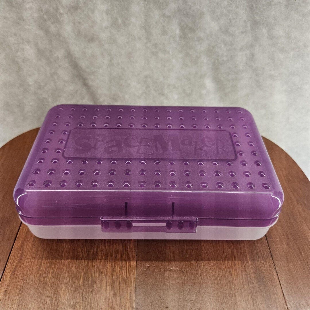 Spacemaker Pencil Box Purple Lid Clear Base 8.5