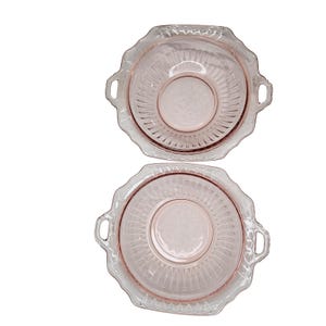 Federal Glass Rose Mayfair Pattern Pink Depression Glass Serving Bowls Set of 2