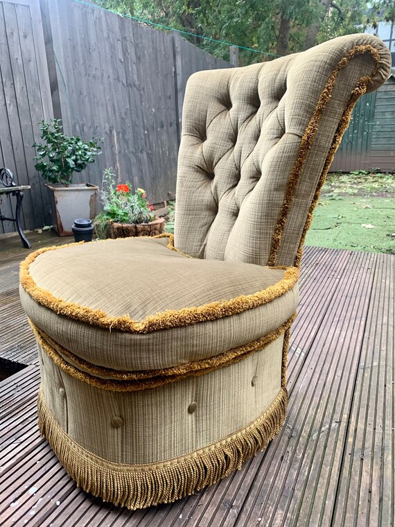 1950s Chair Boudoir Bedroom Chair Green Draylon Chair Elthorne Etsy