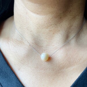 Chada single floating pendant pearl necklace freshwater cultured pearl adjustable sterling silver necklace