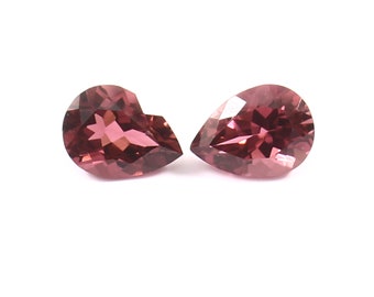 Par de aretes de pera de turmalina rosa natural AAA Mejor calidad 5X7MM Hermoso artículo hecho a mano 1.45ct Turmalina para hacer joyas Piedras preciosas sueltas