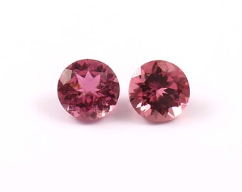 Par de pendientes redondos de turmalina rosa natural AAA mejor calidad 5 mm hermoso artículo hecho a mano 1.05 ct turmalina para la fabricación de joyas piedras preciosas sueltas