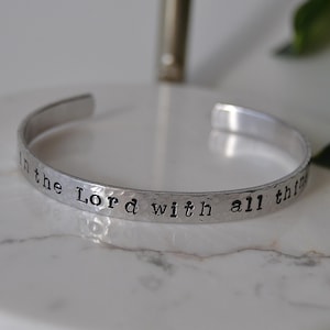 Trust in the Lord - Handmade Christian Adjustable Stamped Cuff Bracelet, Bible Verse, Scripture, Christian Gift